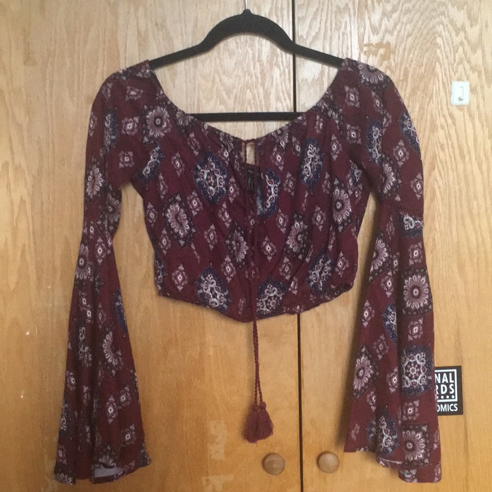 off the shoulder woven crop top